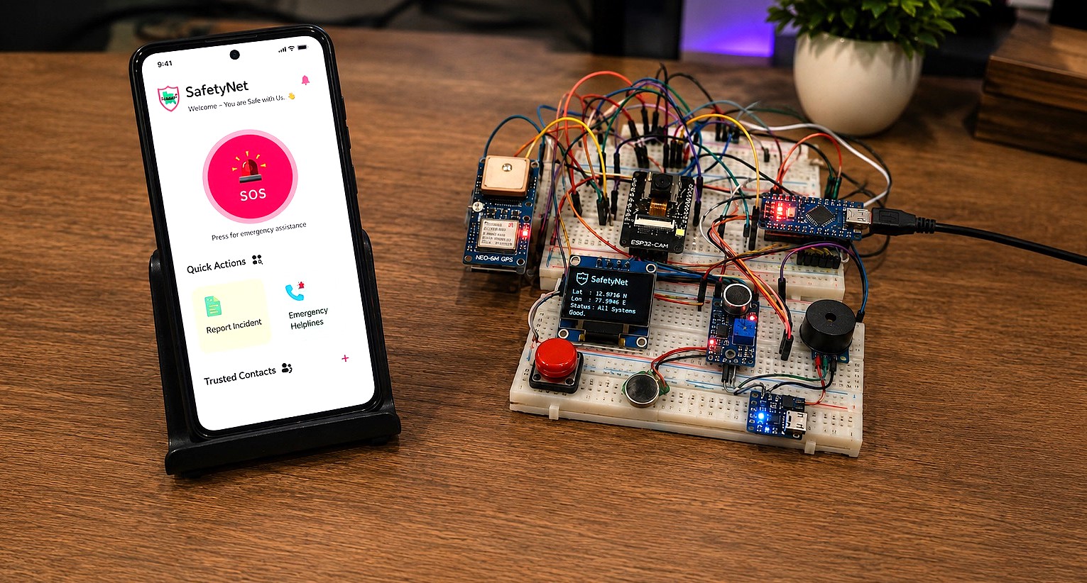 Screenshot of SafetyNet-Wearable system