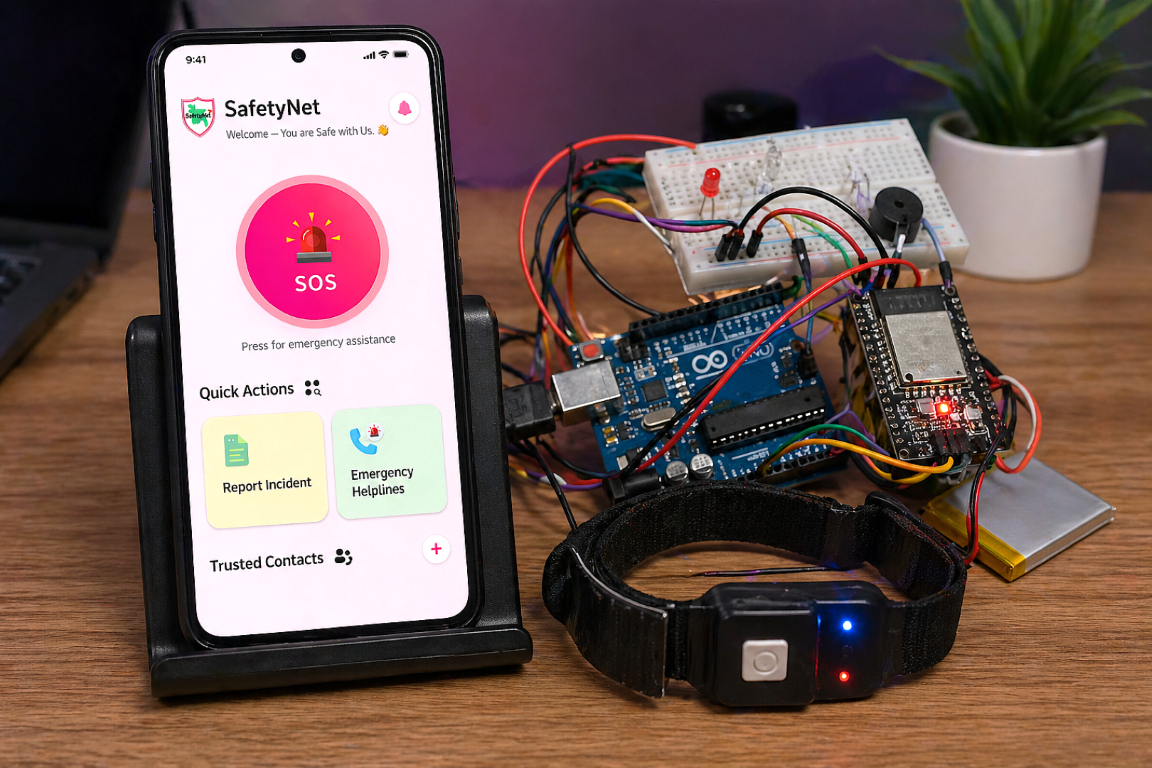 Screenshot of SafetyNet-Wearable system