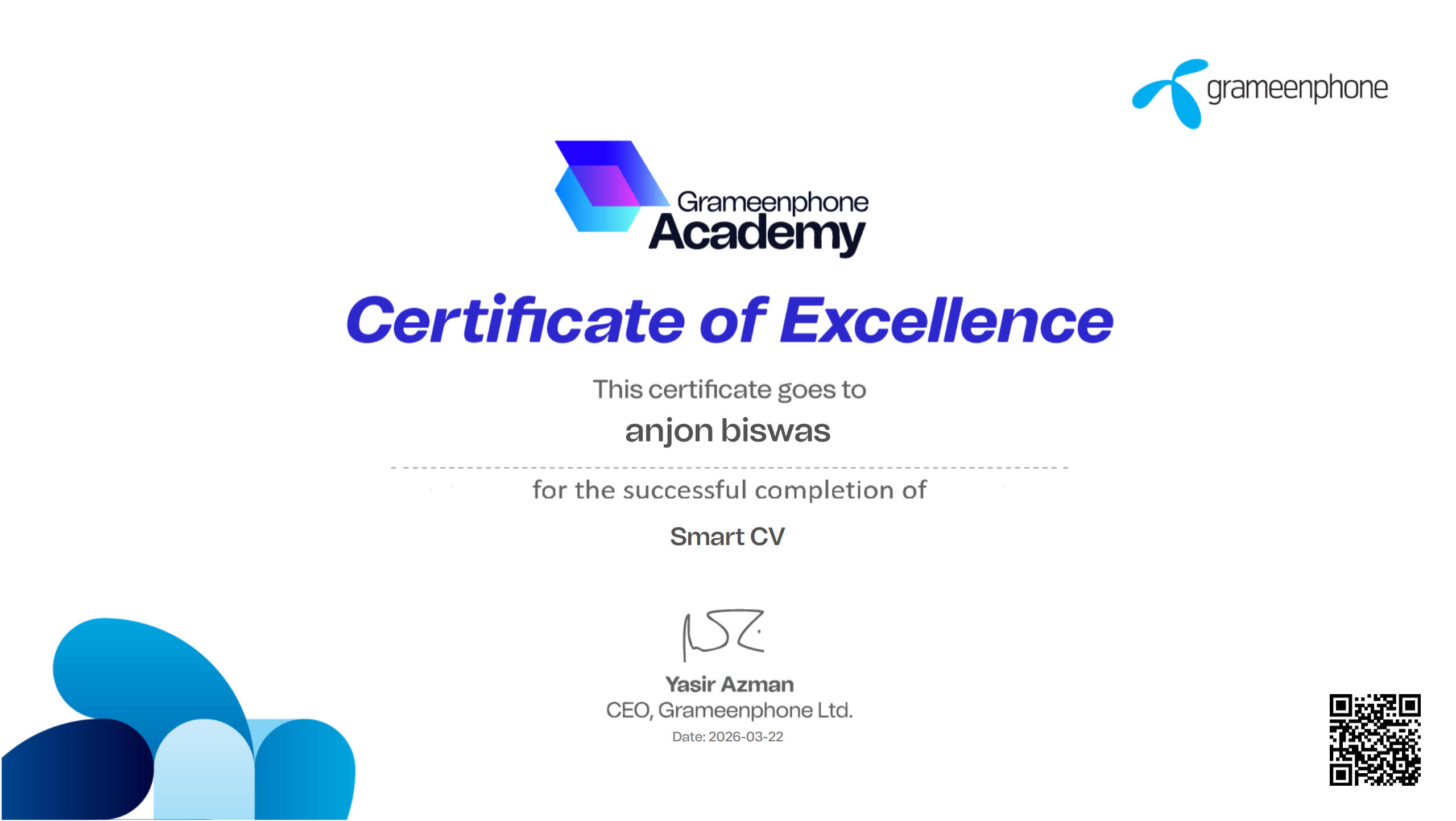 Smart CV certificate